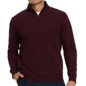 Ted Baker 1/4 Zip Pullover Sweater Mens 2XL Burgundy Textured Long Sleeve Cotton